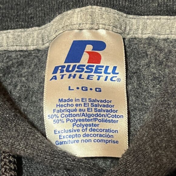 Vintage Y2K Russell Athletic Blank Dark Gray Pullover Hoodie - Men's Size Large - Picture 3 of 6